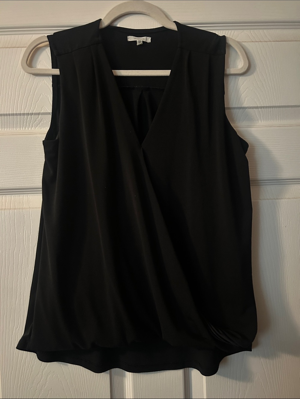 Maurices Black Sleeveless Faux-Wrap V-Neck Blouse